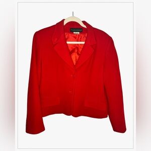 Harvé Benard Vintage Wool and Cashmere Red Blazer Jacket (Size: 12)